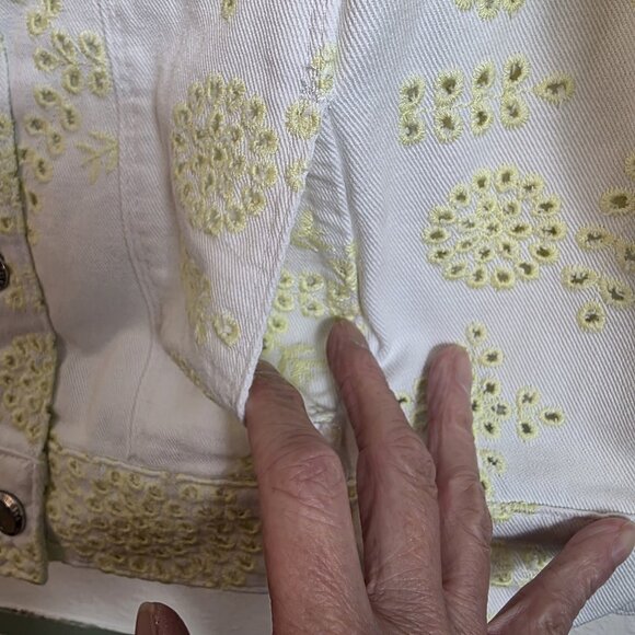 G by Giuliana Jacket Womens Medium Eyelet Embroidered Denim Button Floral M - Picture 9 of 16